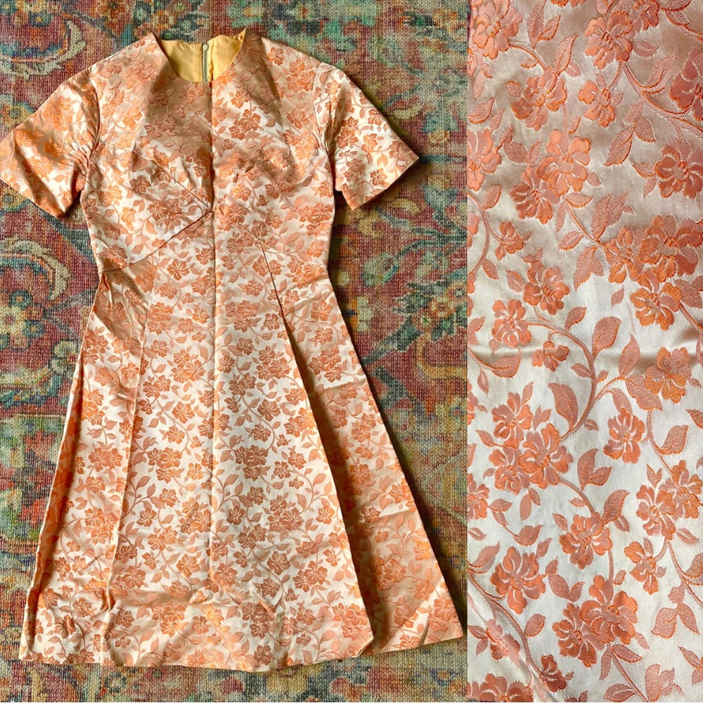60s floral brocade handmade dress